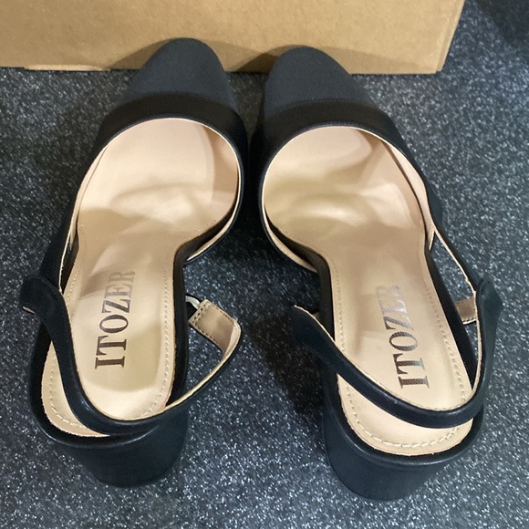 Slingback Heels Strap Closed Round Toe Heels Dress Casual Size 36 ( 7 ) - Picture 7 of 12